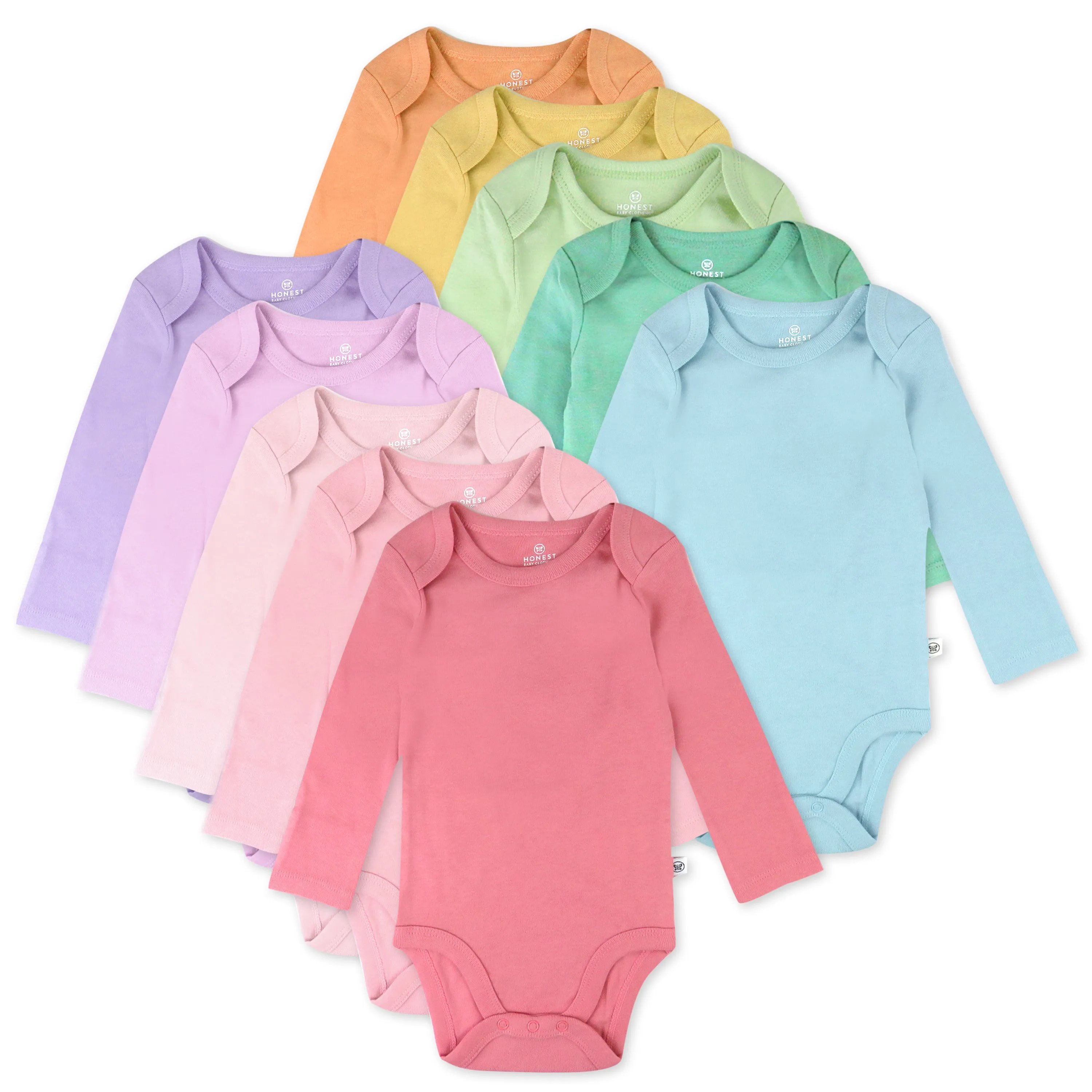 10-Pack Organic Cotton Long Sleeve Bodysuits