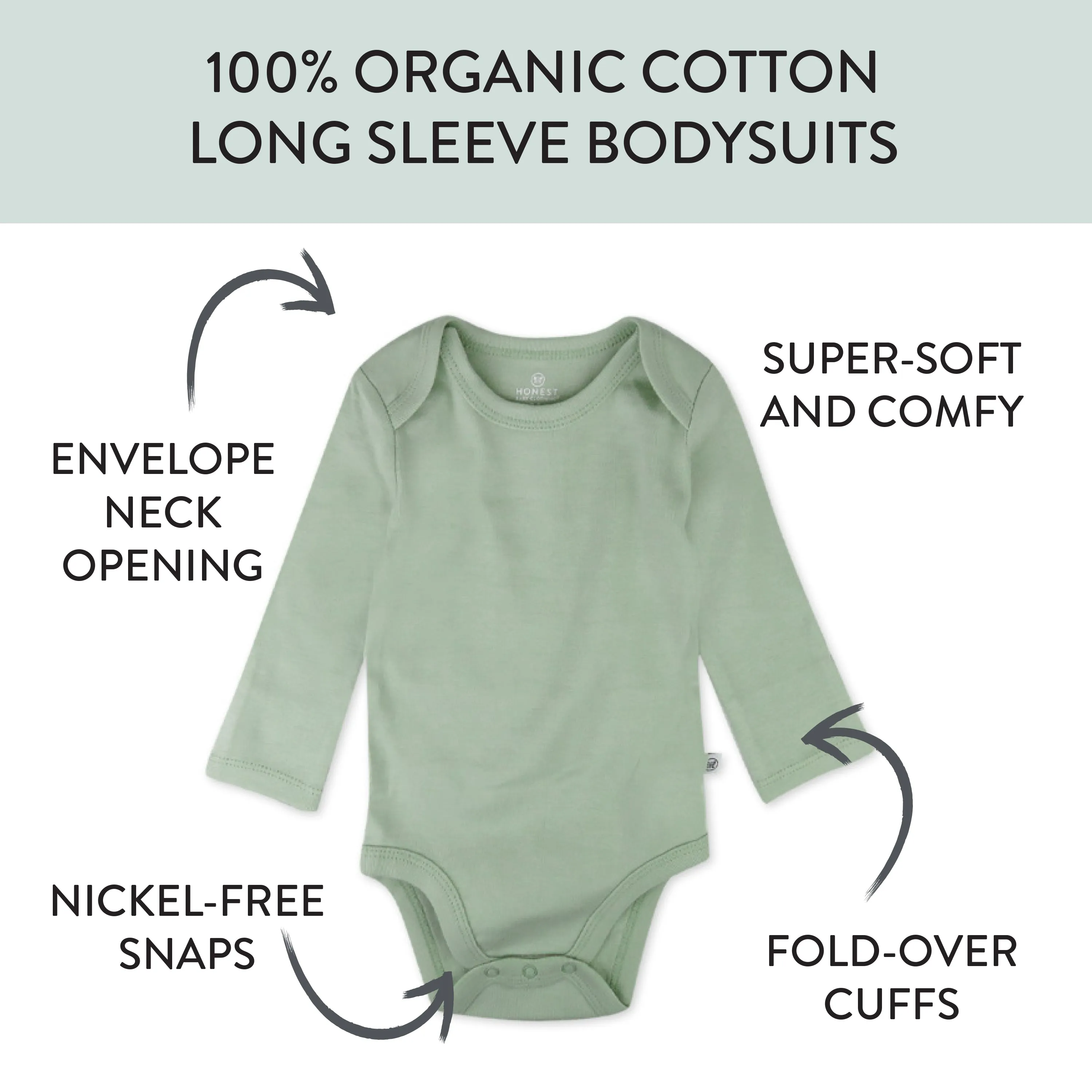 10-Pack Organic Cotton Long Sleeve Bodysuits