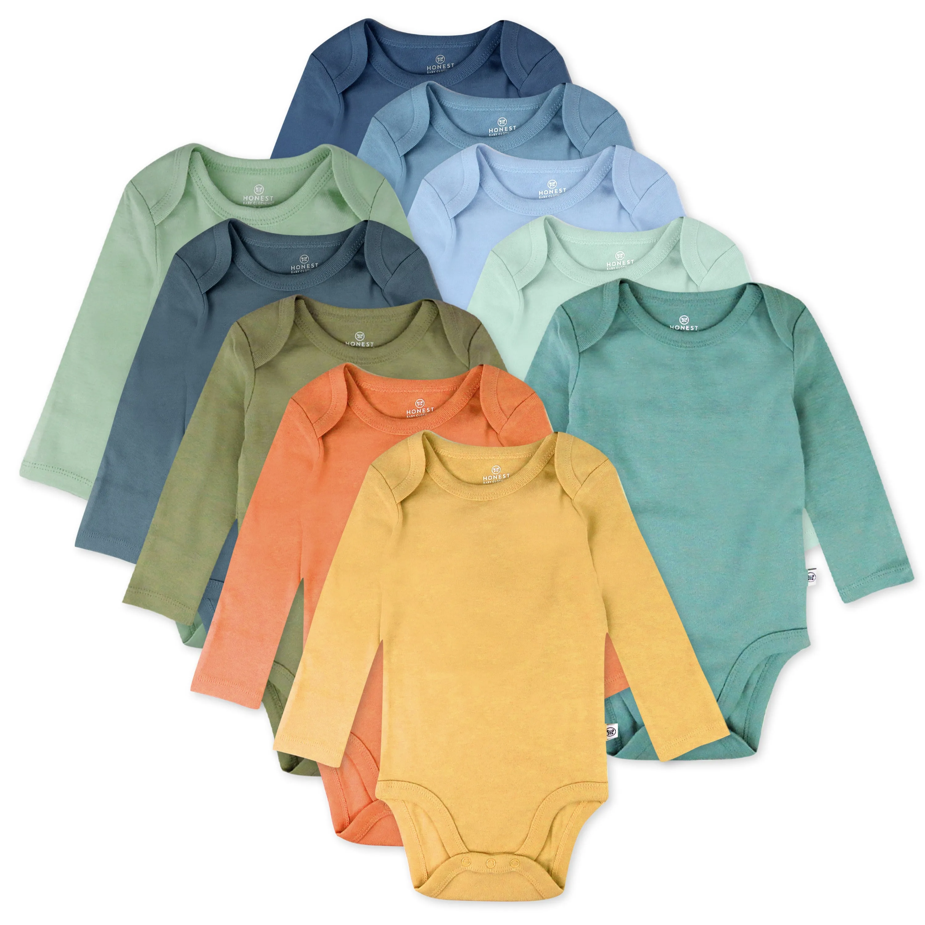 10-Pack Organic Cotton Long Sleeve Bodysuits