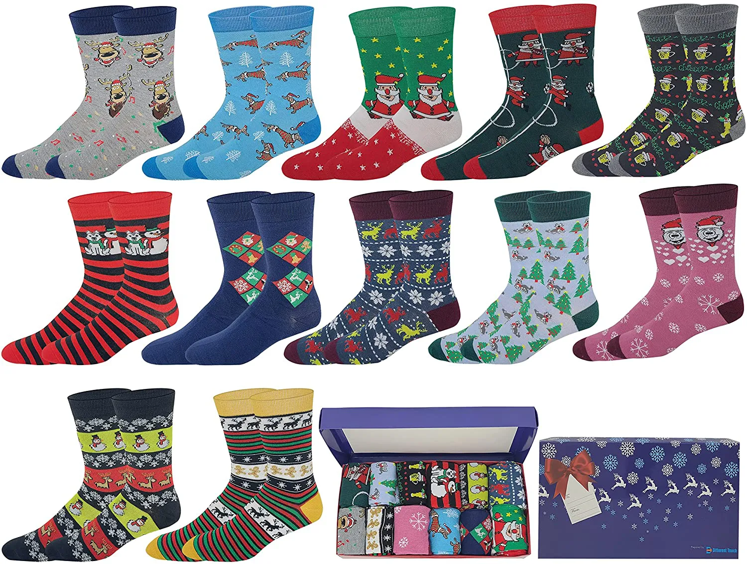 12 Pair Men's Colorful Design Dress Socks