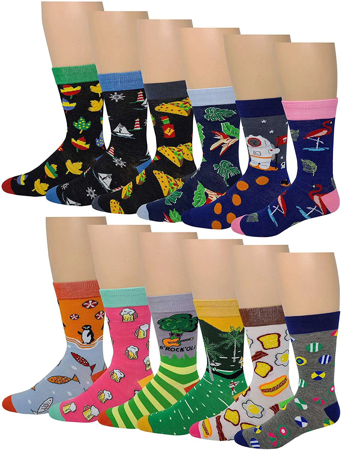 12 Pair Men's Colorful Design Dress Socks