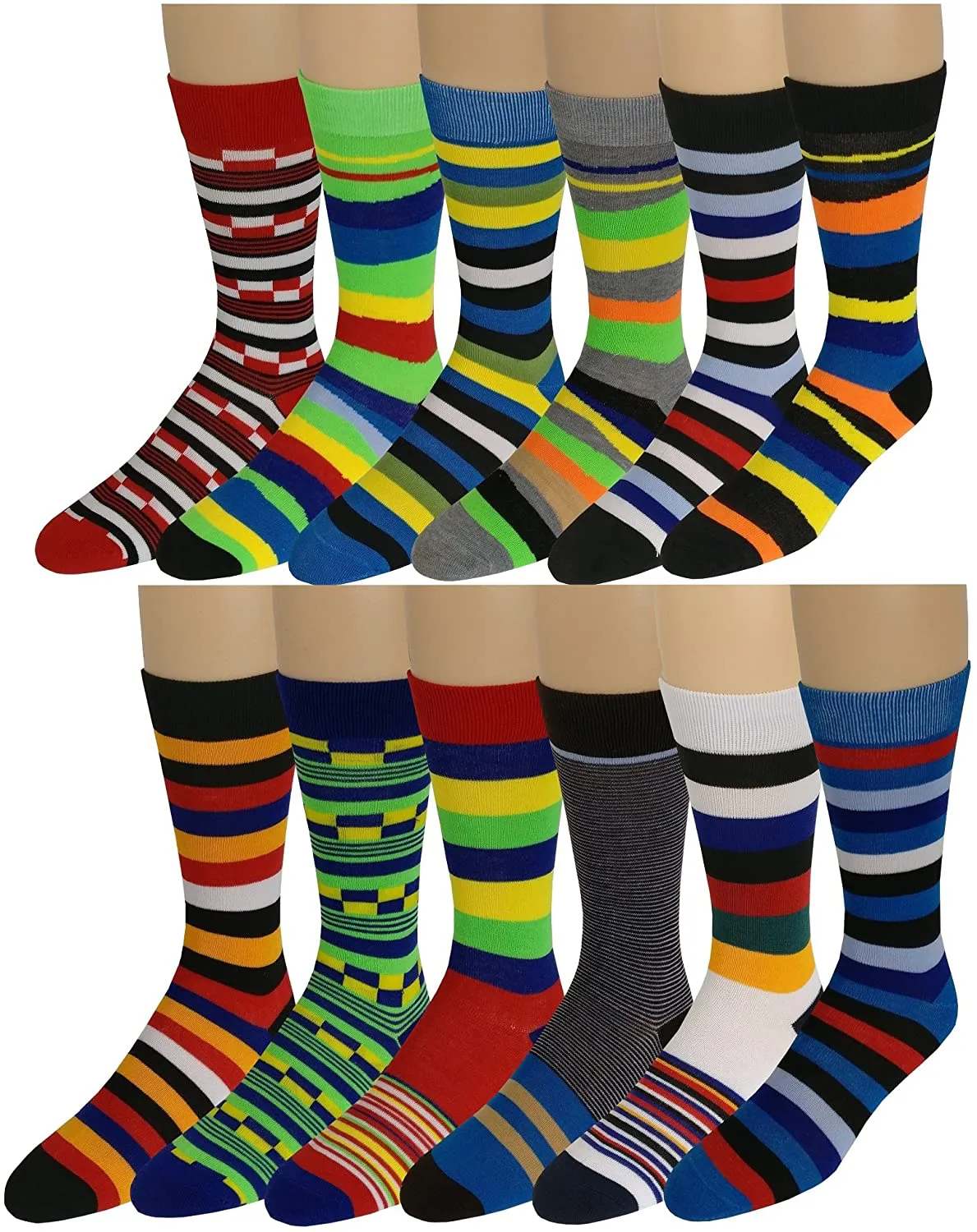 12 Pair Men's Colorful Design Dress Socks