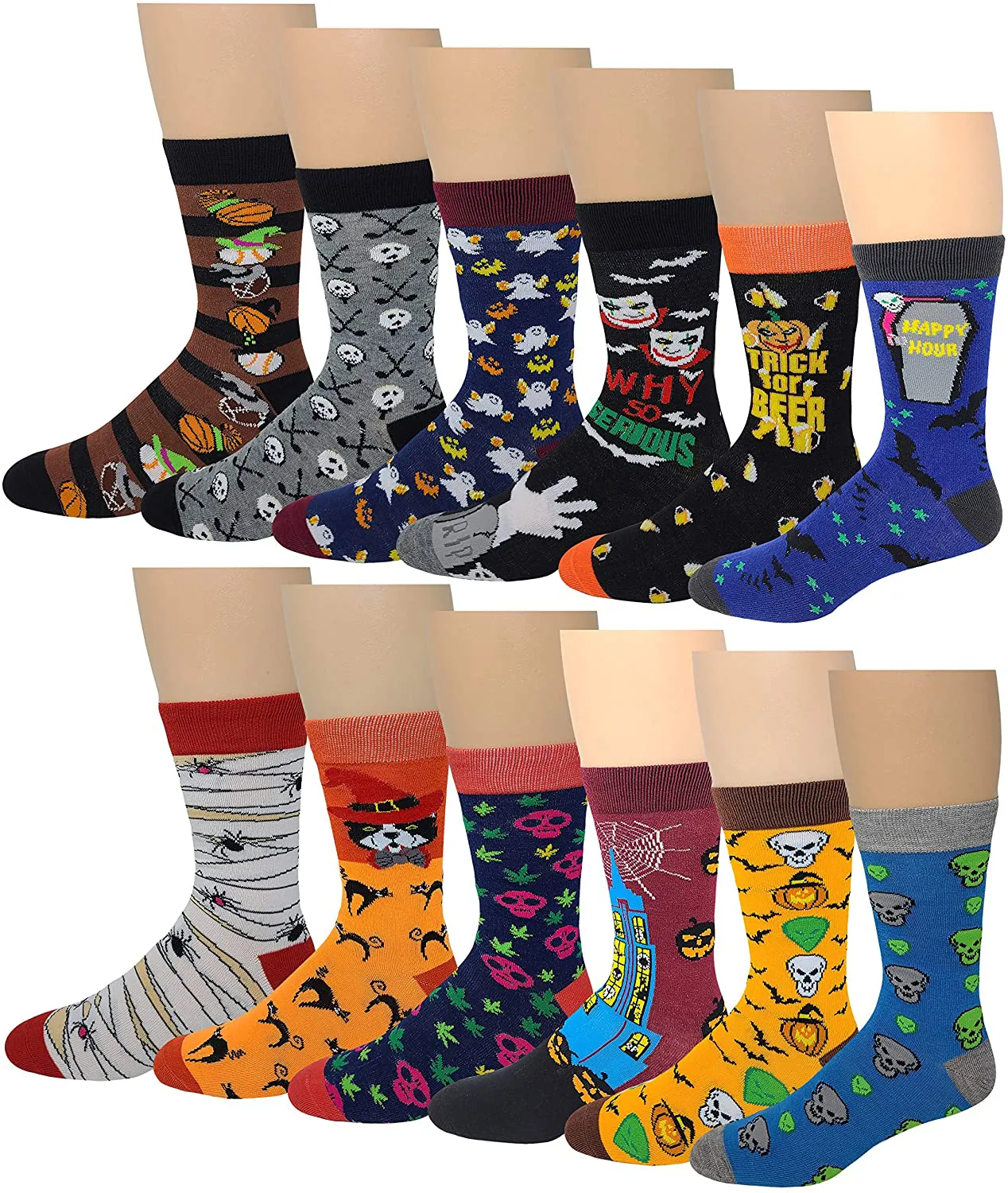 12 Pair Men's Colorful Design Dress Socks