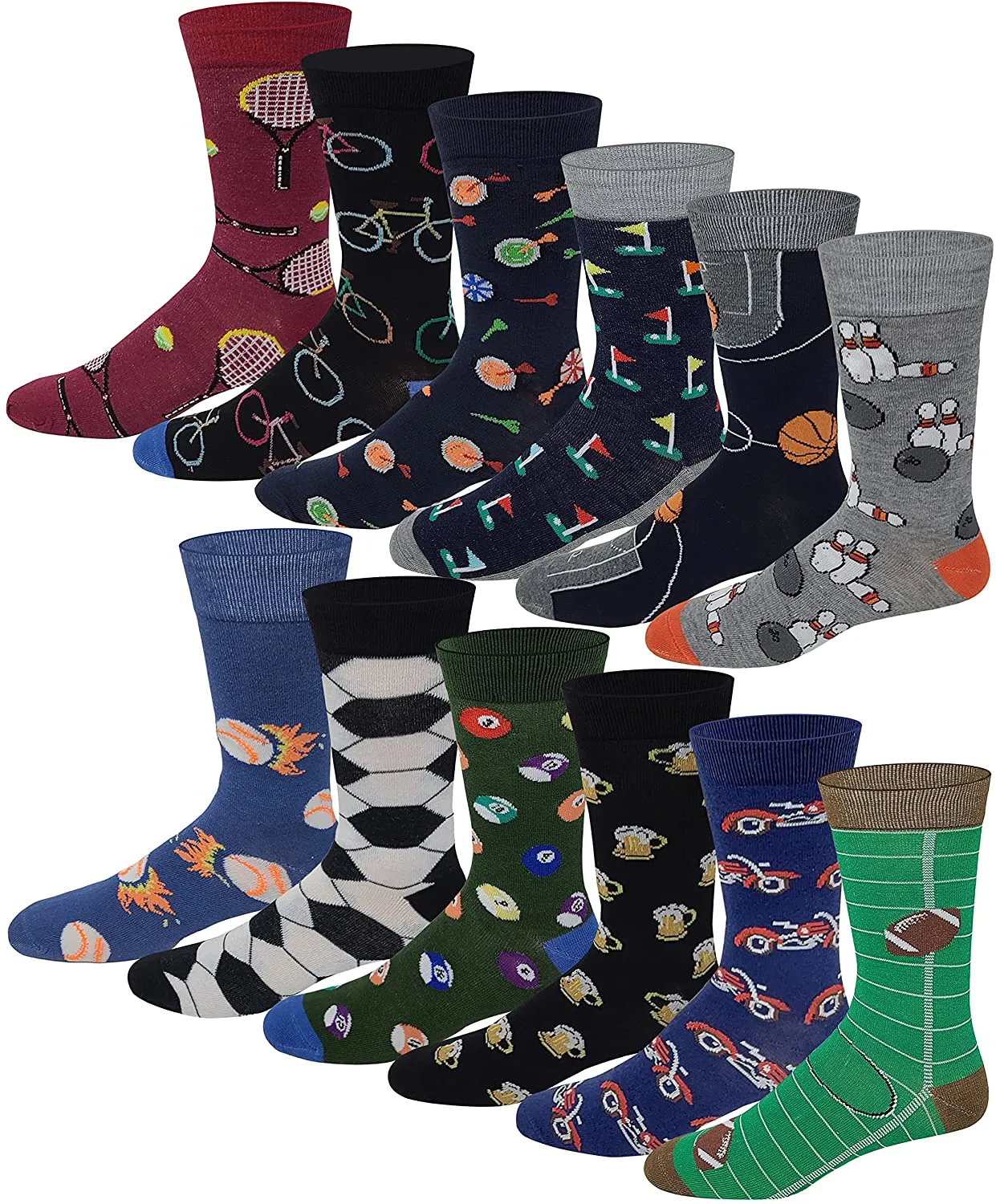 12 Pair Men's Colorful Design Dress Socks