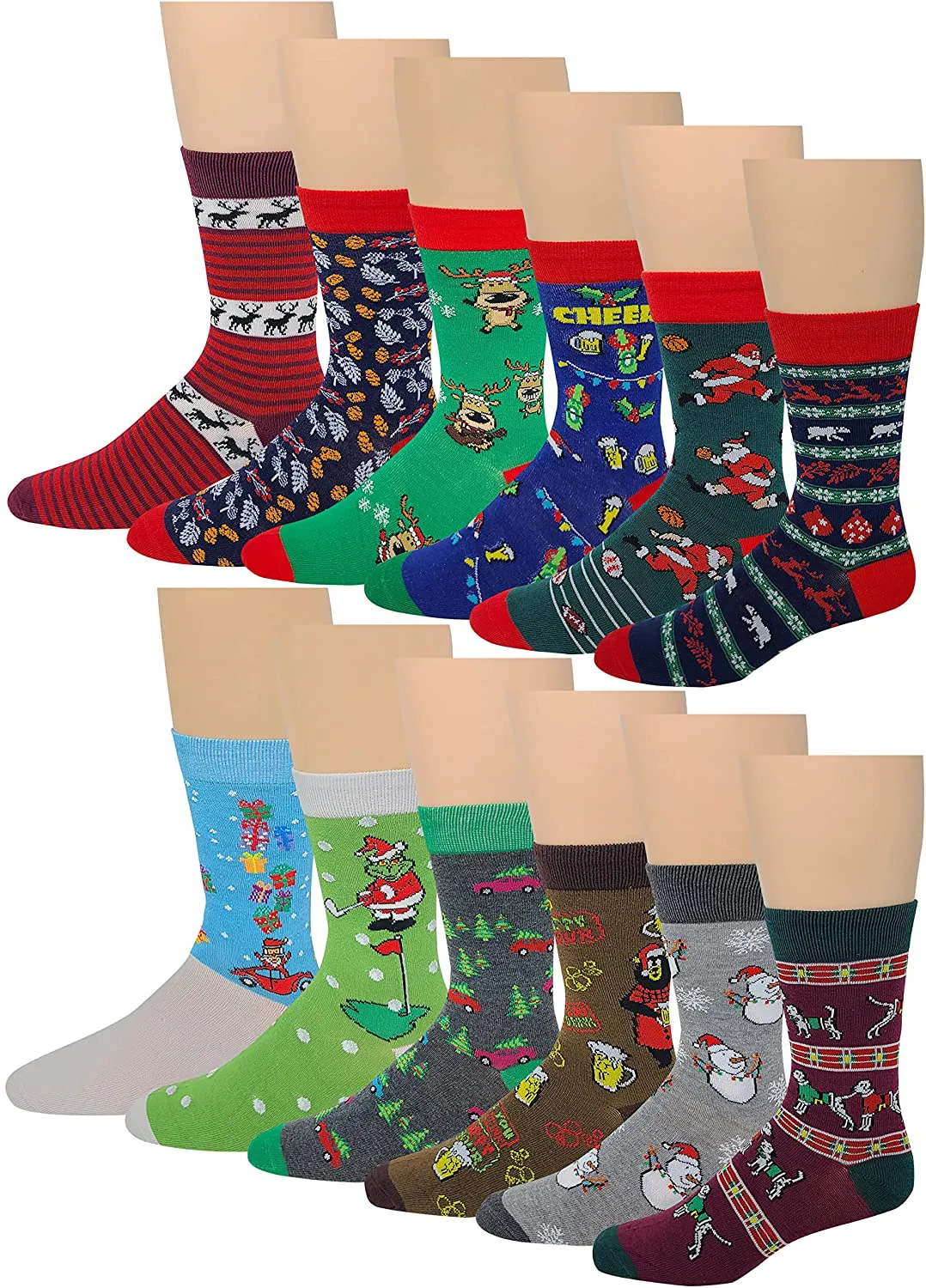 12 Pair Men's Colorful Design Dress Socks