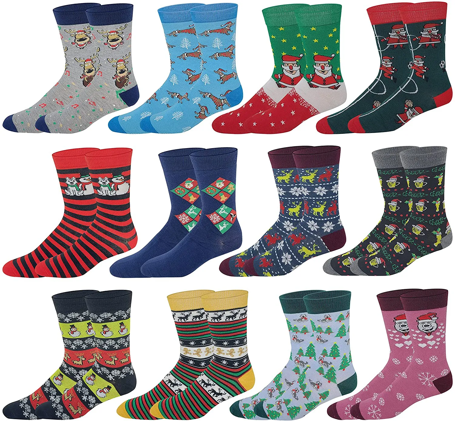 12 Pair Men's Colorful Design Dress Socks