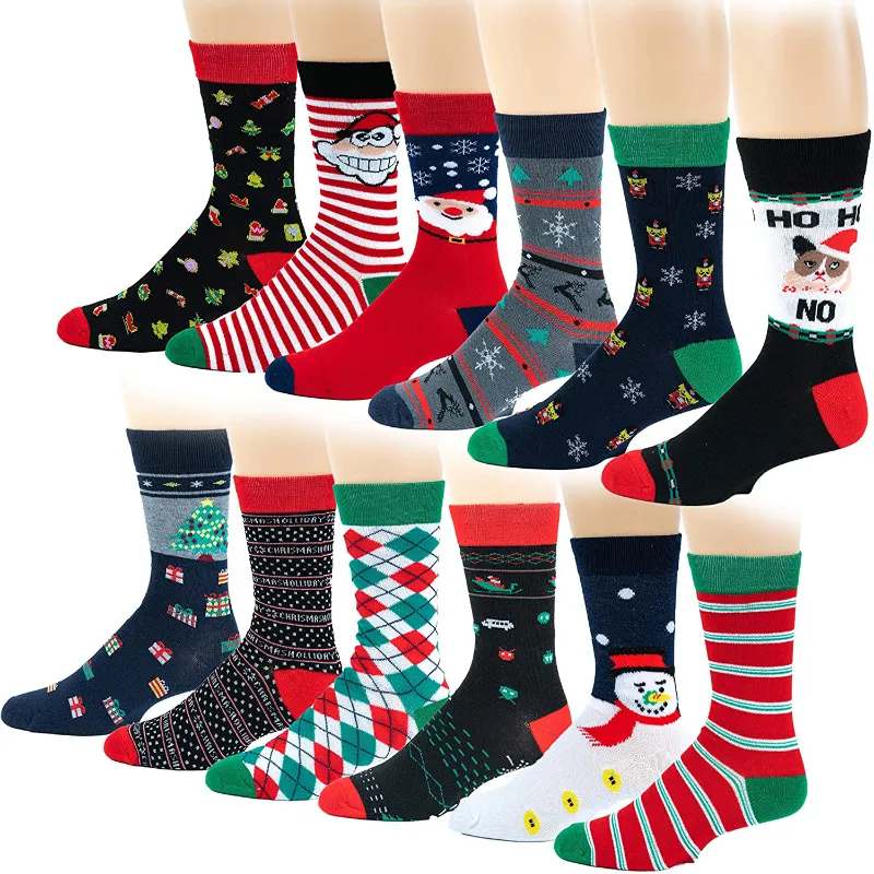 12 Pair Men's Colorful Design Dress Socks