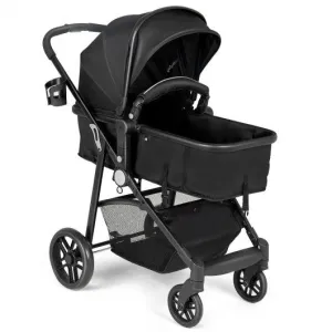 2-in-1 Foldable Pushchair Newborn Infant Baby Stroller-Black