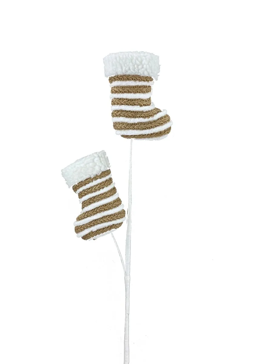 26" Jute/Chenille Stripe Snow Boot Pick