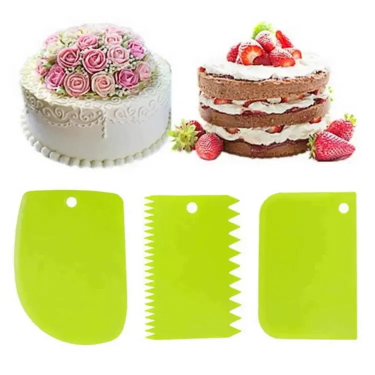 3PCS/Set DIY Cake Cream Scraper Set Cake Decorating Tools Multifunctional Irregular Teeth Edge Kitchen Baking Tool