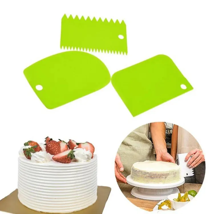 3PCS/Set DIY Cake Cream Scraper Set Cake Decorating Tools Multifunctional Irregular Teeth Edge Kitchen Baking Tool