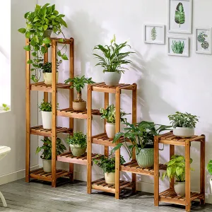 63 Inch Indoor And Outdoor Pine Combination Plant Stand