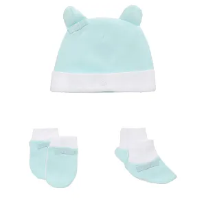 Accessories (Cap, Mittens, Booties) Gift Set 3 Pcs - Girls - Aqua