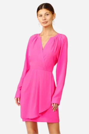 Adelyn Rae Margot Faux Wrap Dress in Hot Pink