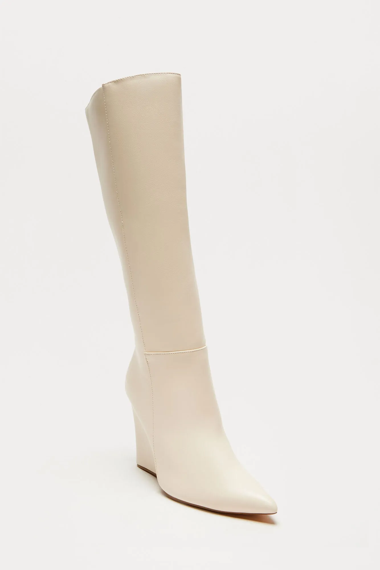 Adriana Knee High Boots - Cream