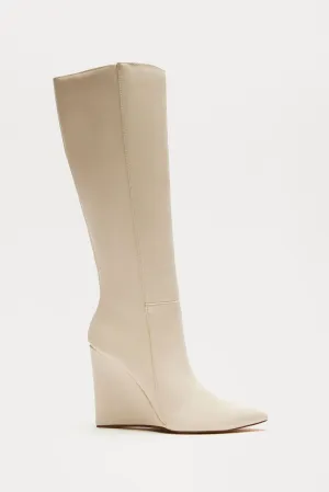 Adriana Knee High Boots - Cream