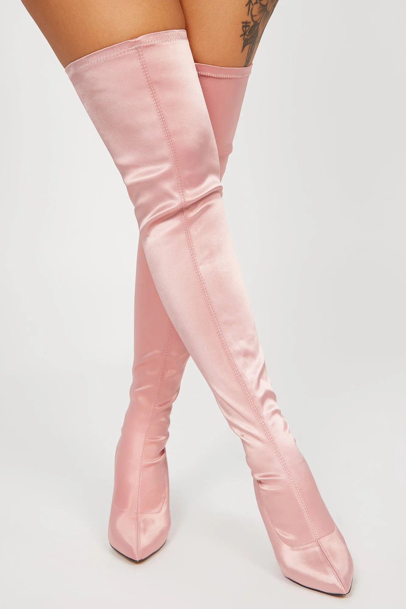 Always Your Babe Over The Knee Heeled Boots - Rose