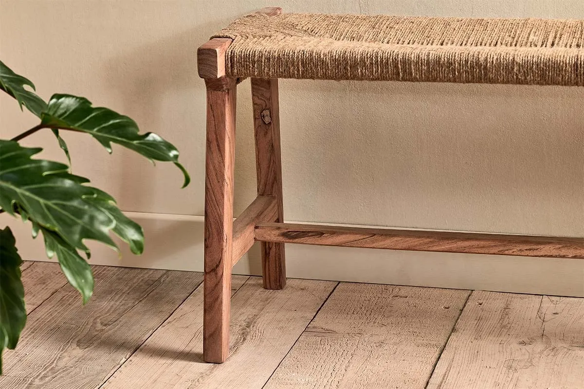 Amhara Acacia & Jute Woven Bench