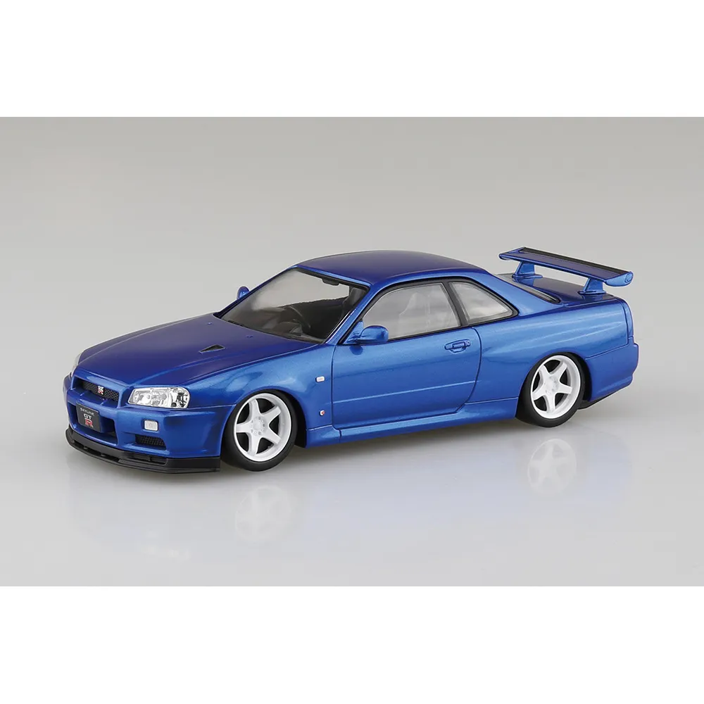 Aoshima: 1/32 The Snap Kit Nissan R34 Skyline GT-R Custom Wheel (Bayside Blue) Scale Model Kit #11-SP2