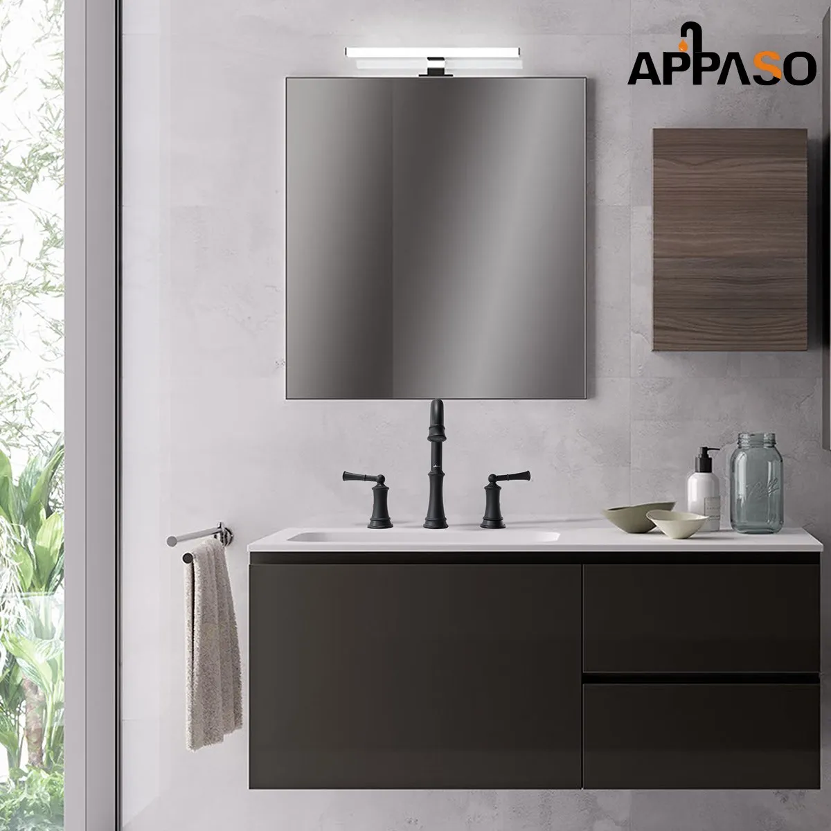 APPASO 3-Hole Bathroom Sink Faucet With Soap Dispenser Matte Black 122MB