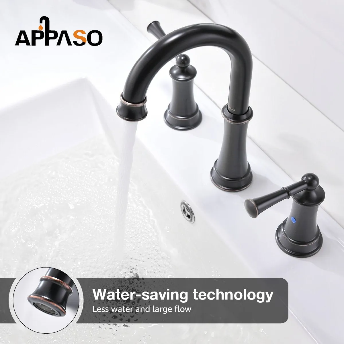 APPASO Solid Brass 2 Handle Lavatory Vessel Faucets with Pop Up Drain Assembly and Soap Dispenser Oil Rubbed Bronze 122ORB