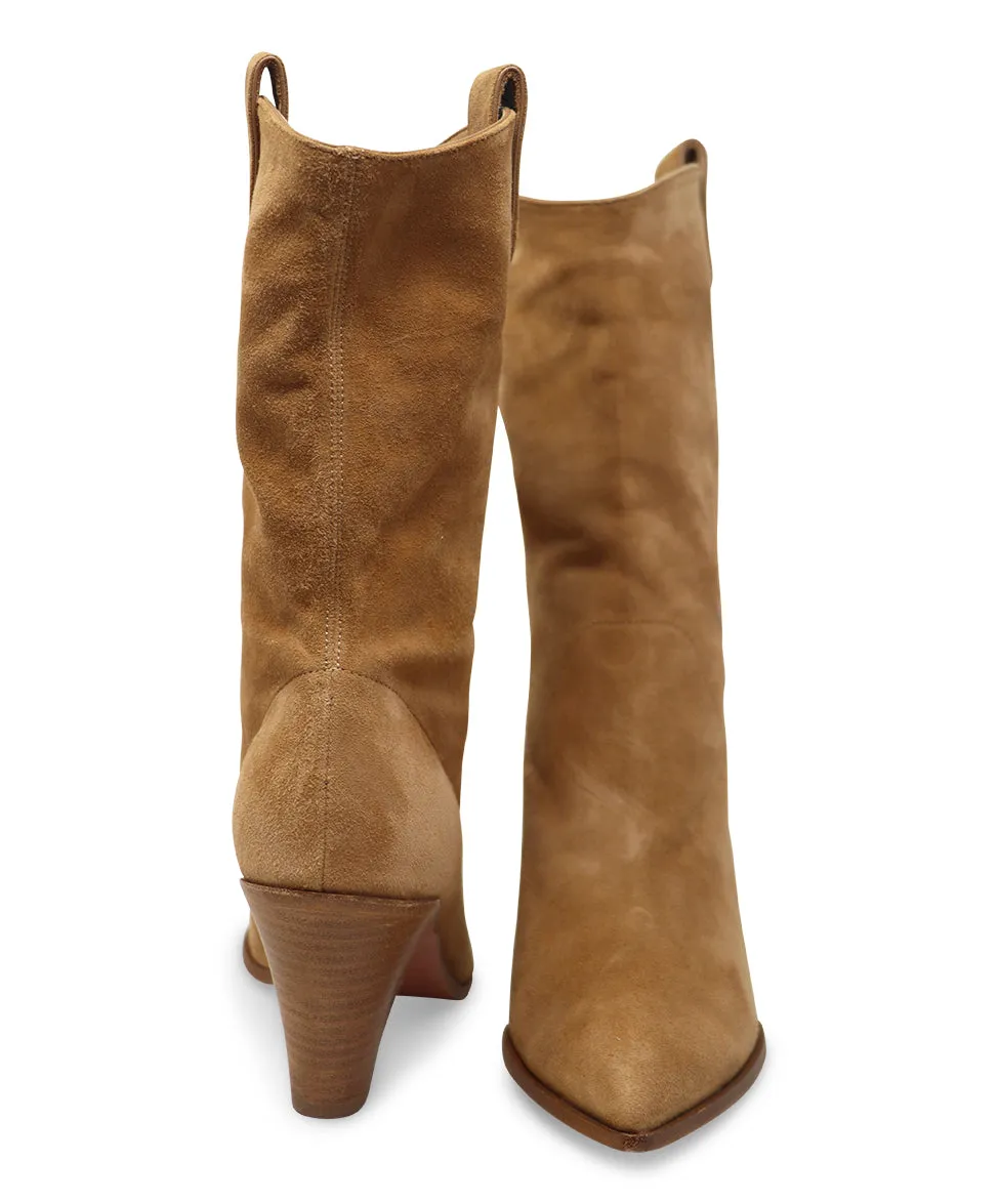 Aquazzura Tan Suede Heeled Boots sz 7.5