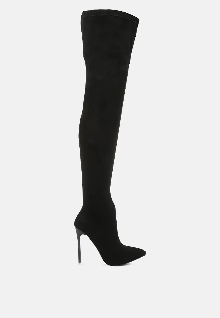 Atelier Stretch Faux Suede Stiletto Long Boots