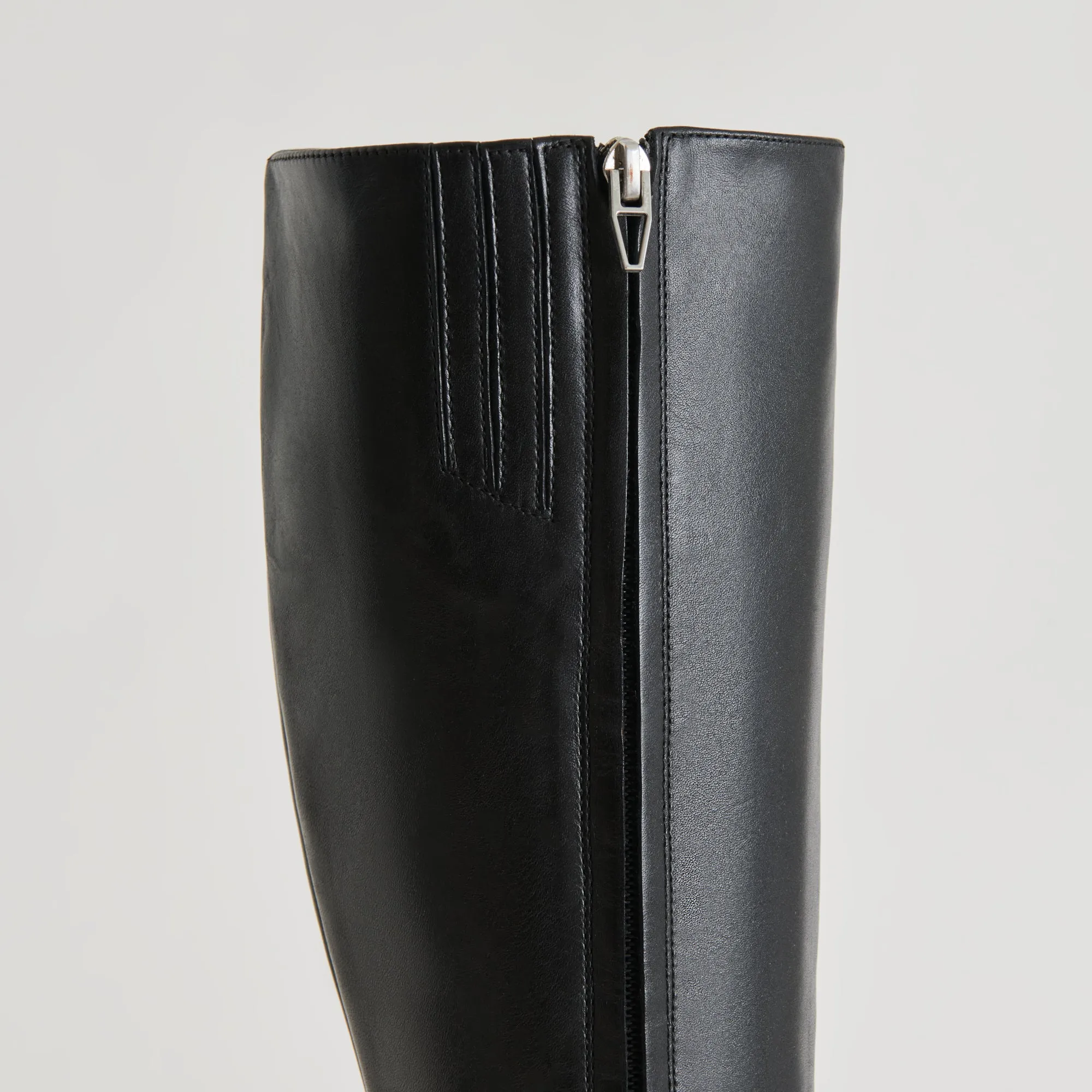 AUGGIE EXTRA WIDE CALF BOOTS BLACK LEATHER