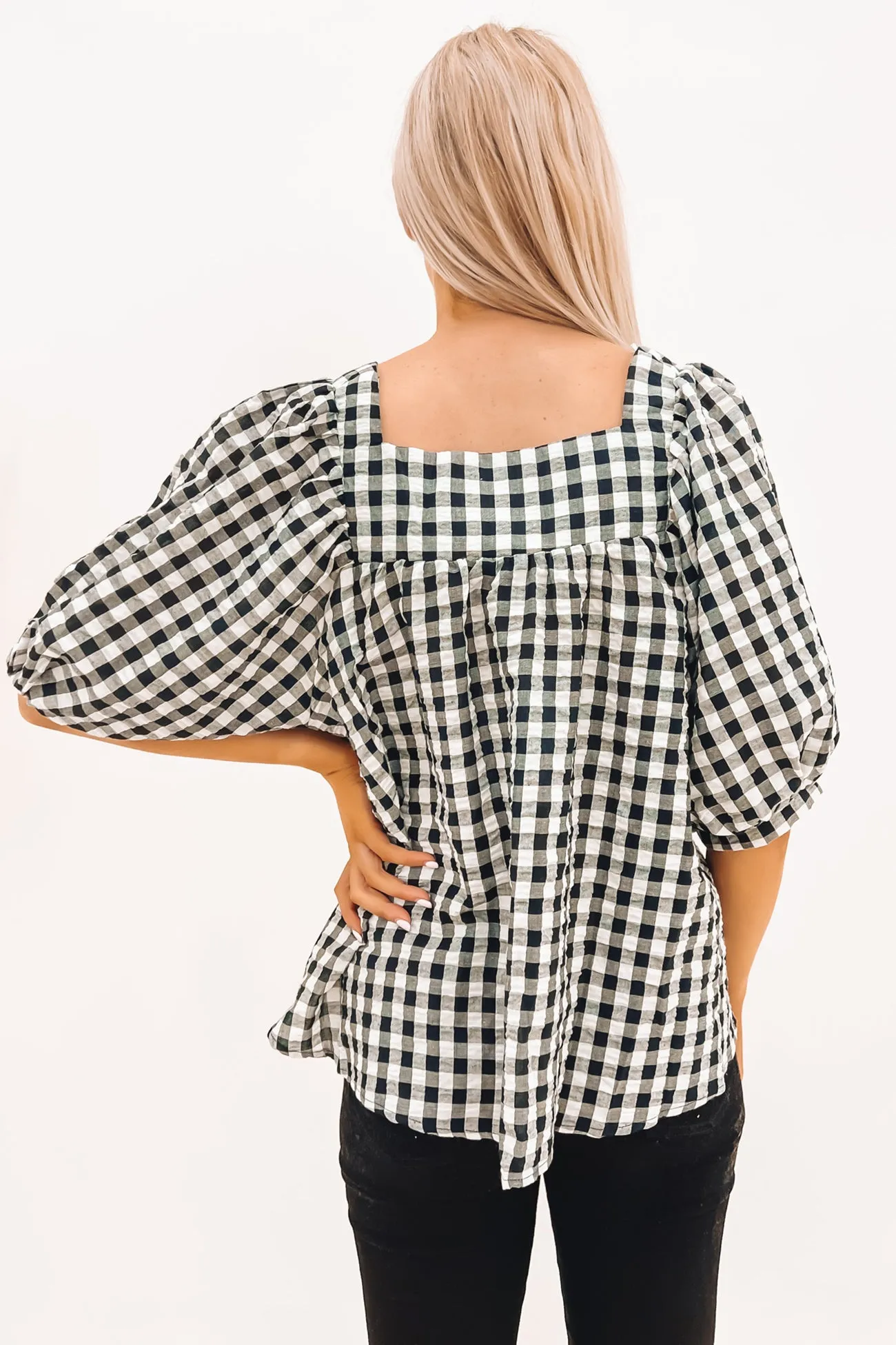 Ava Top Black White Check