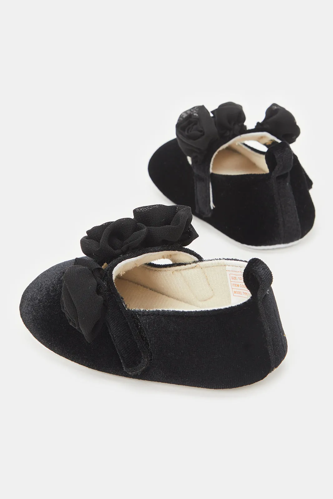 Baby Black Floral Pram Shoe