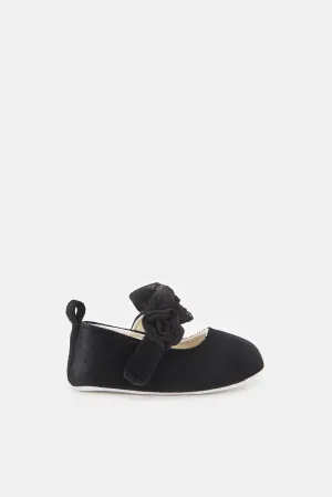 Baby Black Floral Pram Shoe