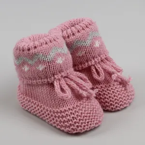 Baby Booties | Fairisle design | Dusky Pink