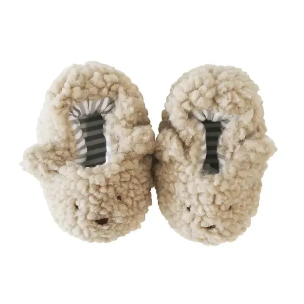 Baby Booties | Sherpa Bear Booties - Oatmeal | Alimrose