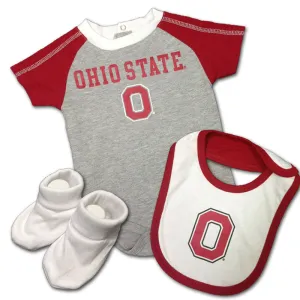 Baby Buckeye Creeper, Bib & Bootie Outfit