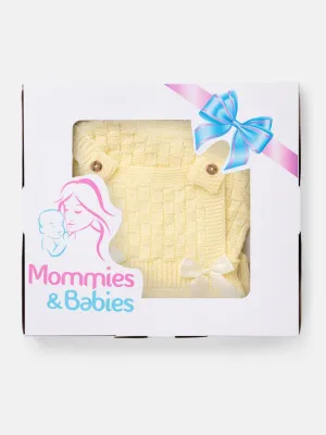 Baby Girl 4-piece Checked Knitted Gift Box Set - Lemon Yellow