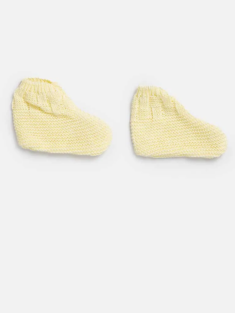 Baby Girl 4-piece Checked Knitted Gift Box Set - Lemon Yellow