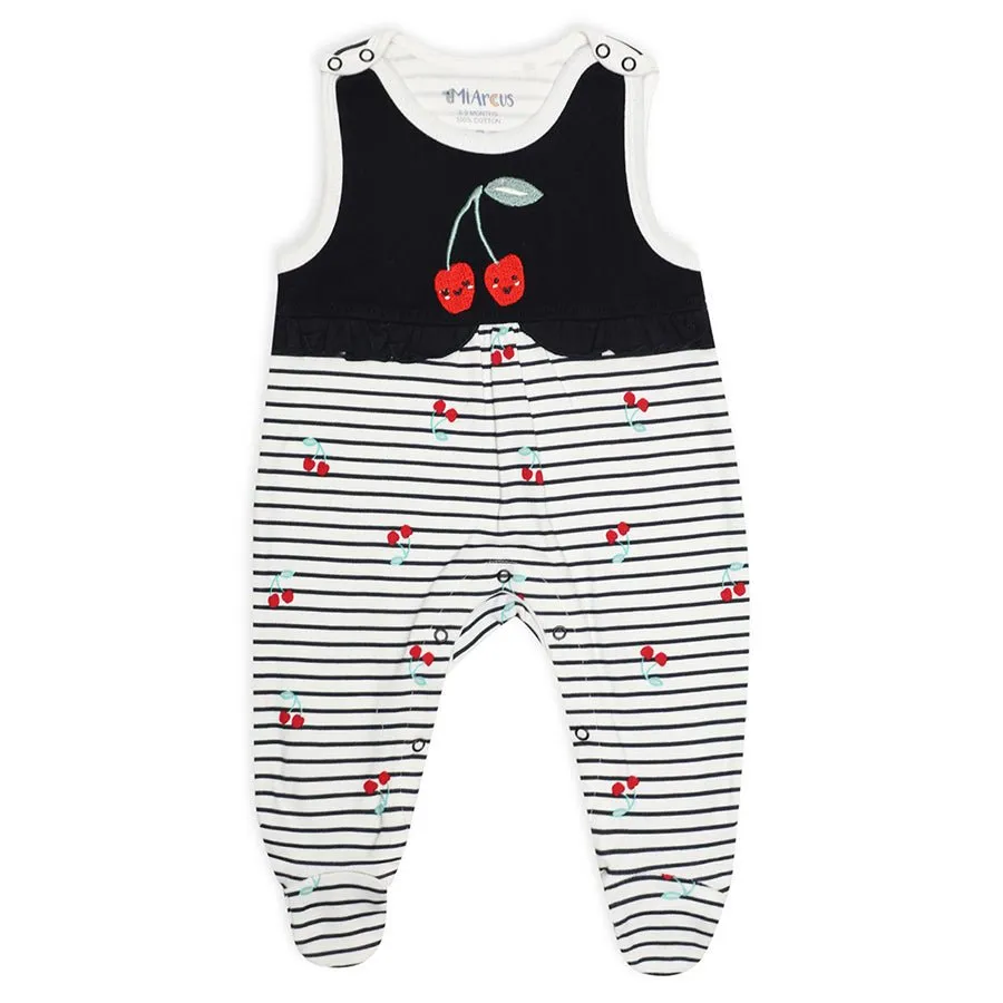 Baby Girl Cherry Print Romper with Booties