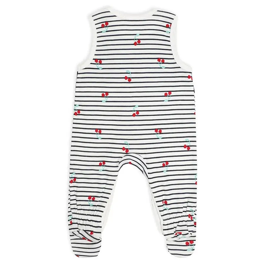 Baby Girl Cherry Print Romper with Booties