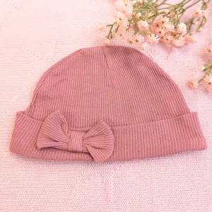 Baby Girl Dusky Pink Eco Friendly Bow Hat