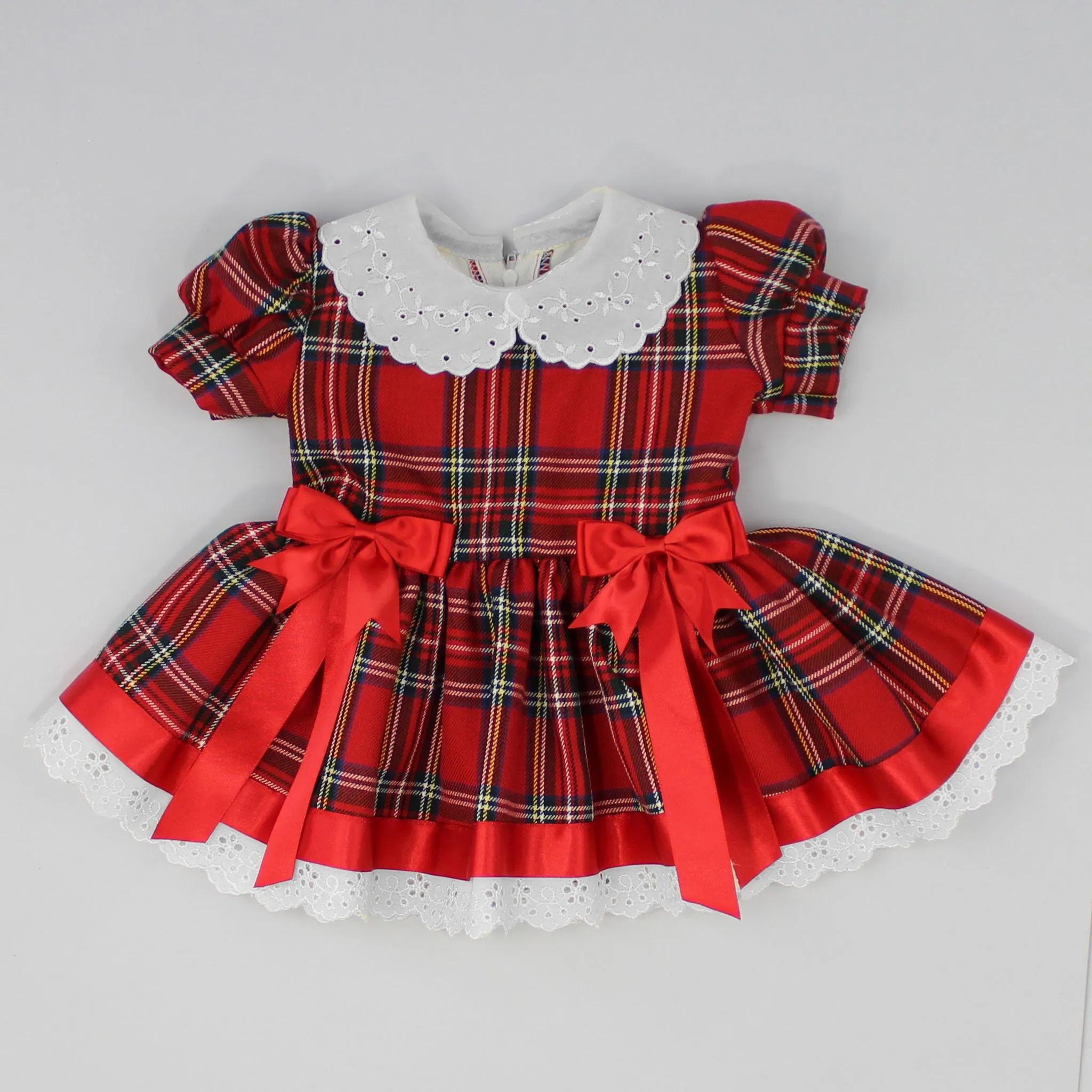 Baby Girls Red Tartan Dress with Red Bows