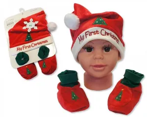 Baby Hat and Booties Gift Set - My First Christmas - Red [GP-25-0838]