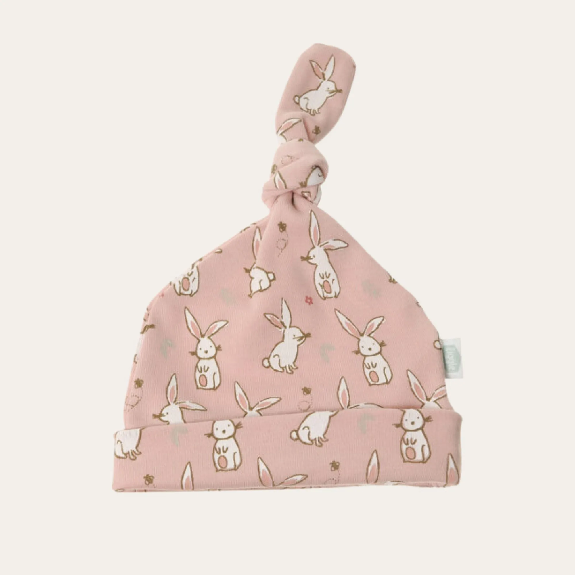 Baby Knot Hat 'Bunnies' 0-6 Months Soft Pink