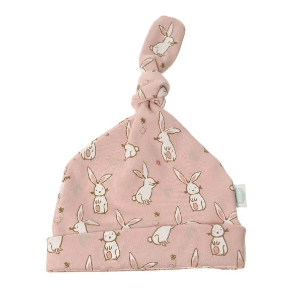 Baby Knot Hat 'Bunnies' 0-6 Months Soft Pink