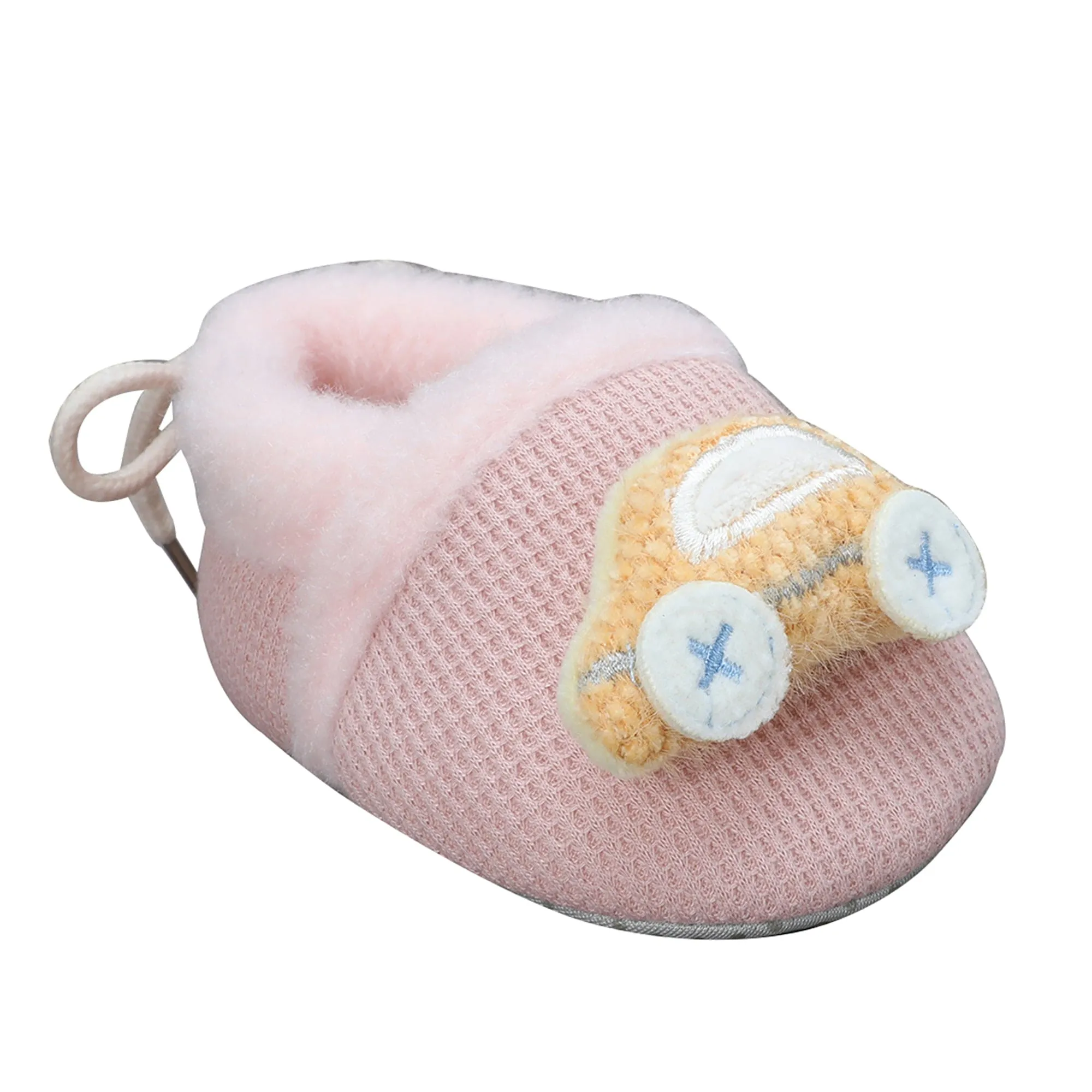 Baby Moo 3D Car Soft Slip-On Anti-Skid Plush Warm Booties - Peach