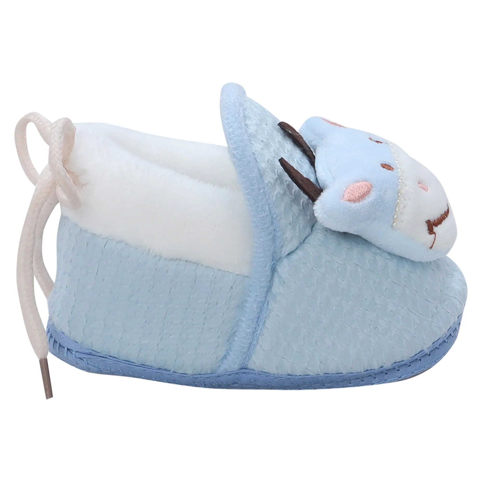 Baby Moo 3D Cow Soft Slip-On Anti-Skid Plush Warm Booties - Blue