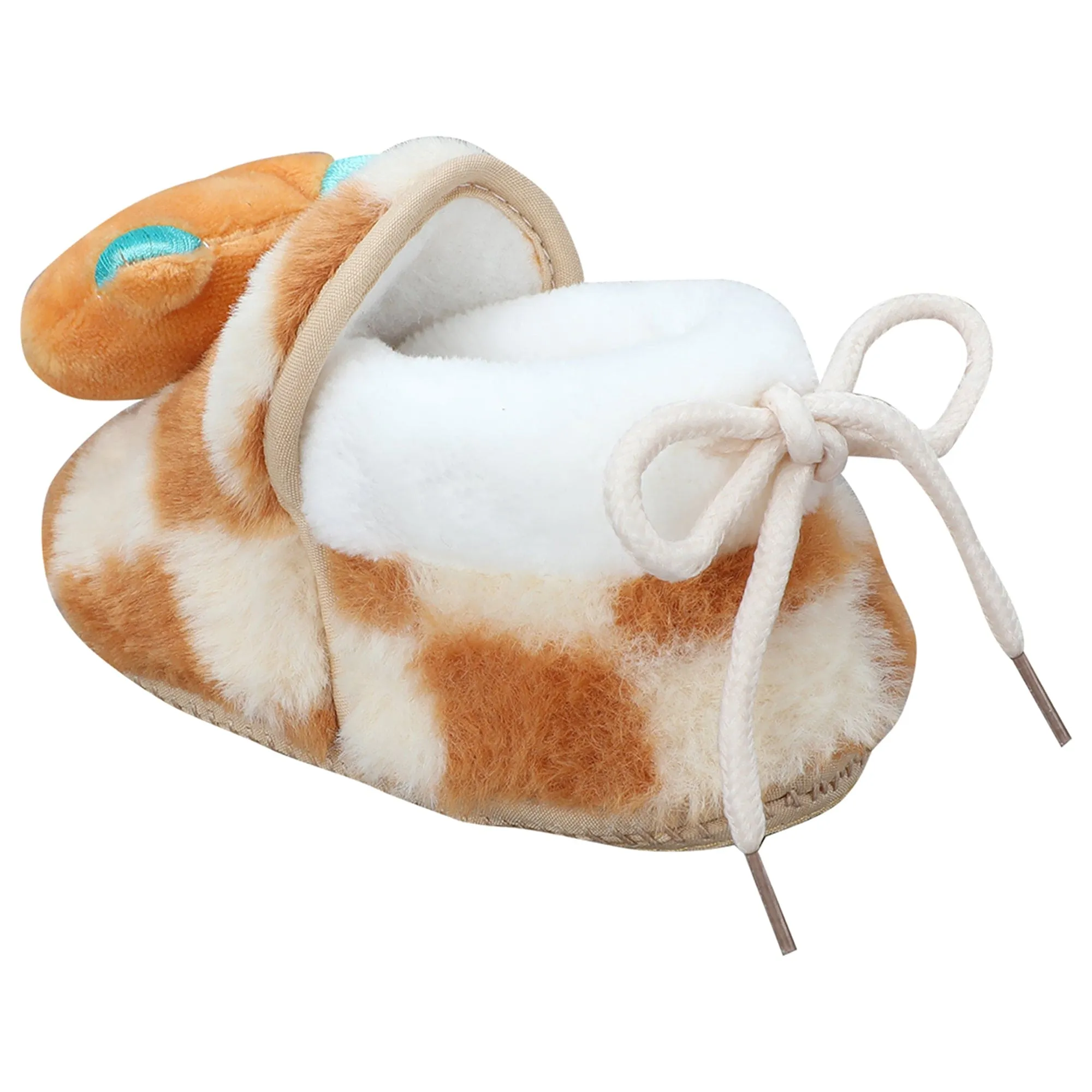 Baby Moo 3D Dear Bear Soft Slip-On Anti-Skid Plush Warm Booties - Brown