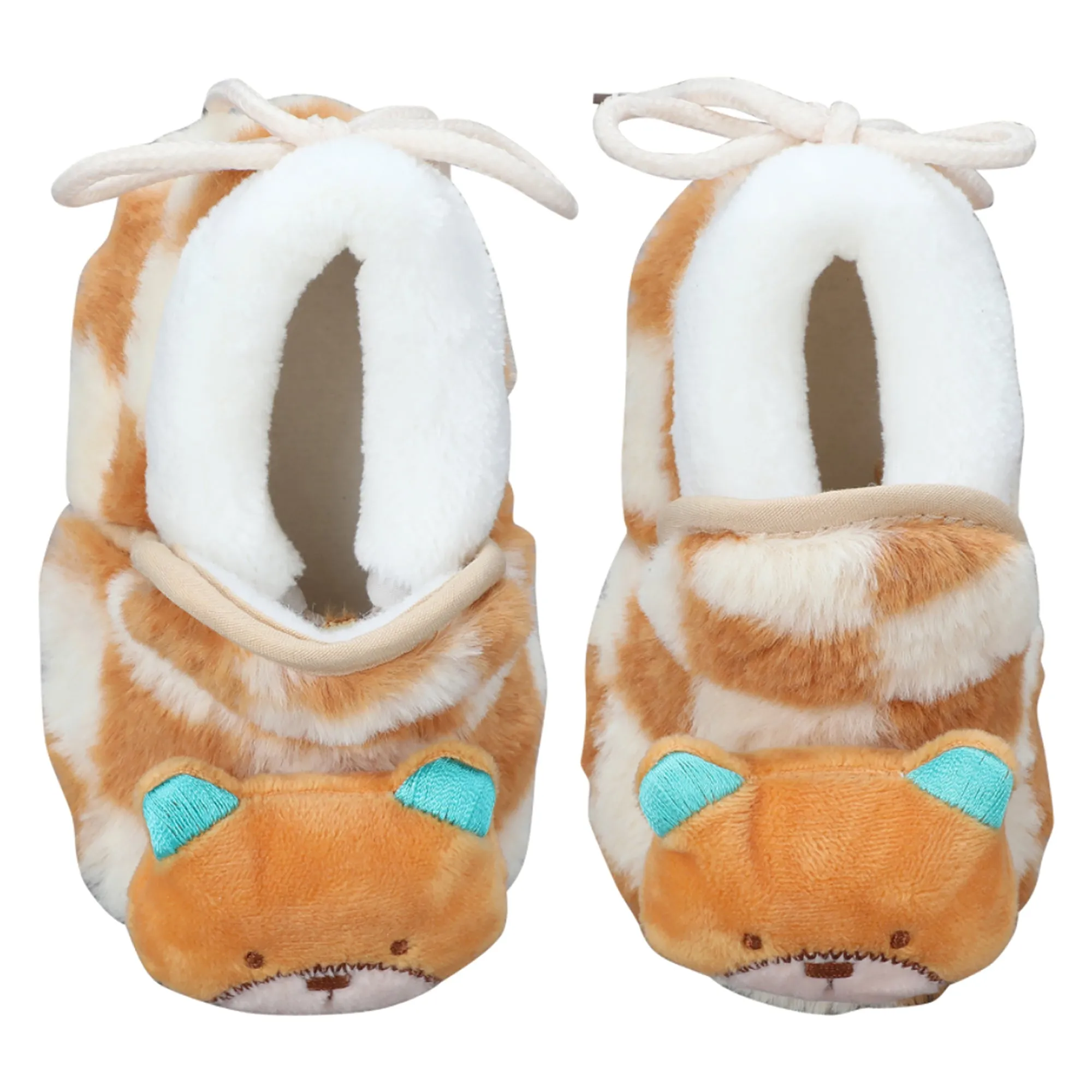 Baby Moo 3D Dear Bear Soft Slip-On Anti-Skid Plush Warm Booties - Brown