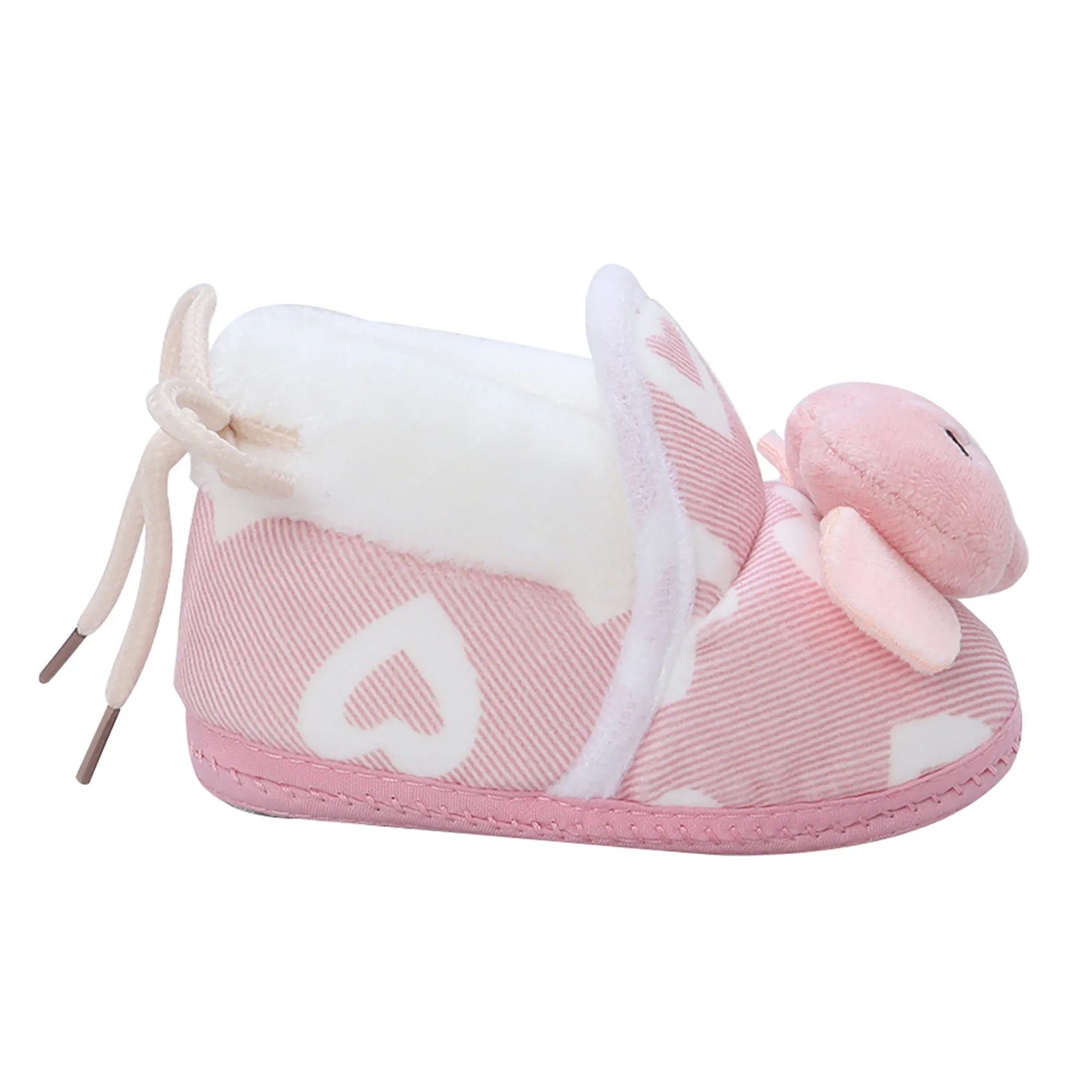 Baby Moo 3D Elephant Soft Slip-On Anti-Skid Plush Warm Booties - Pink