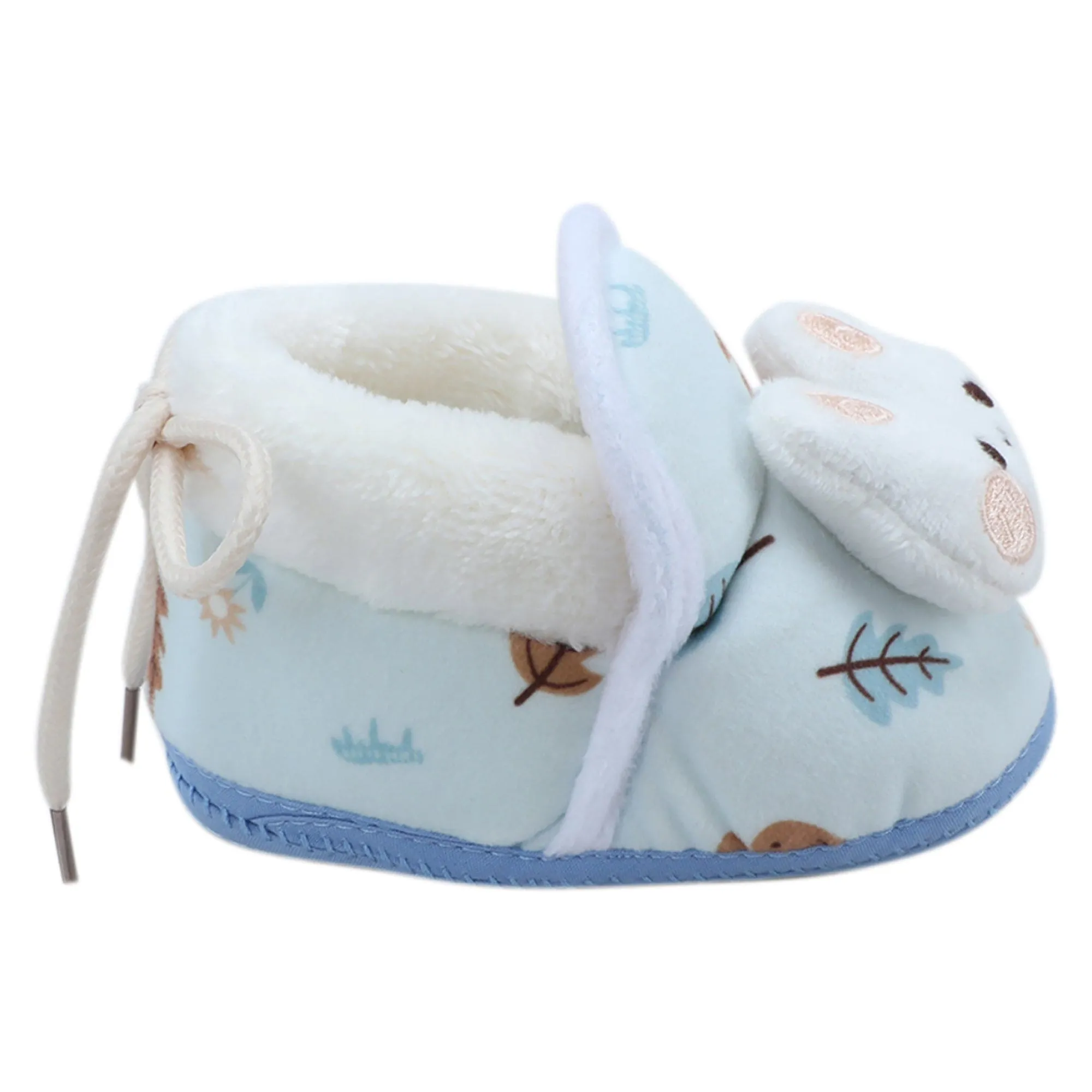 Baby Moo 3D Hunny Bunny Soft Slip-On Anti-Skid Plush Warm Booties - Blue