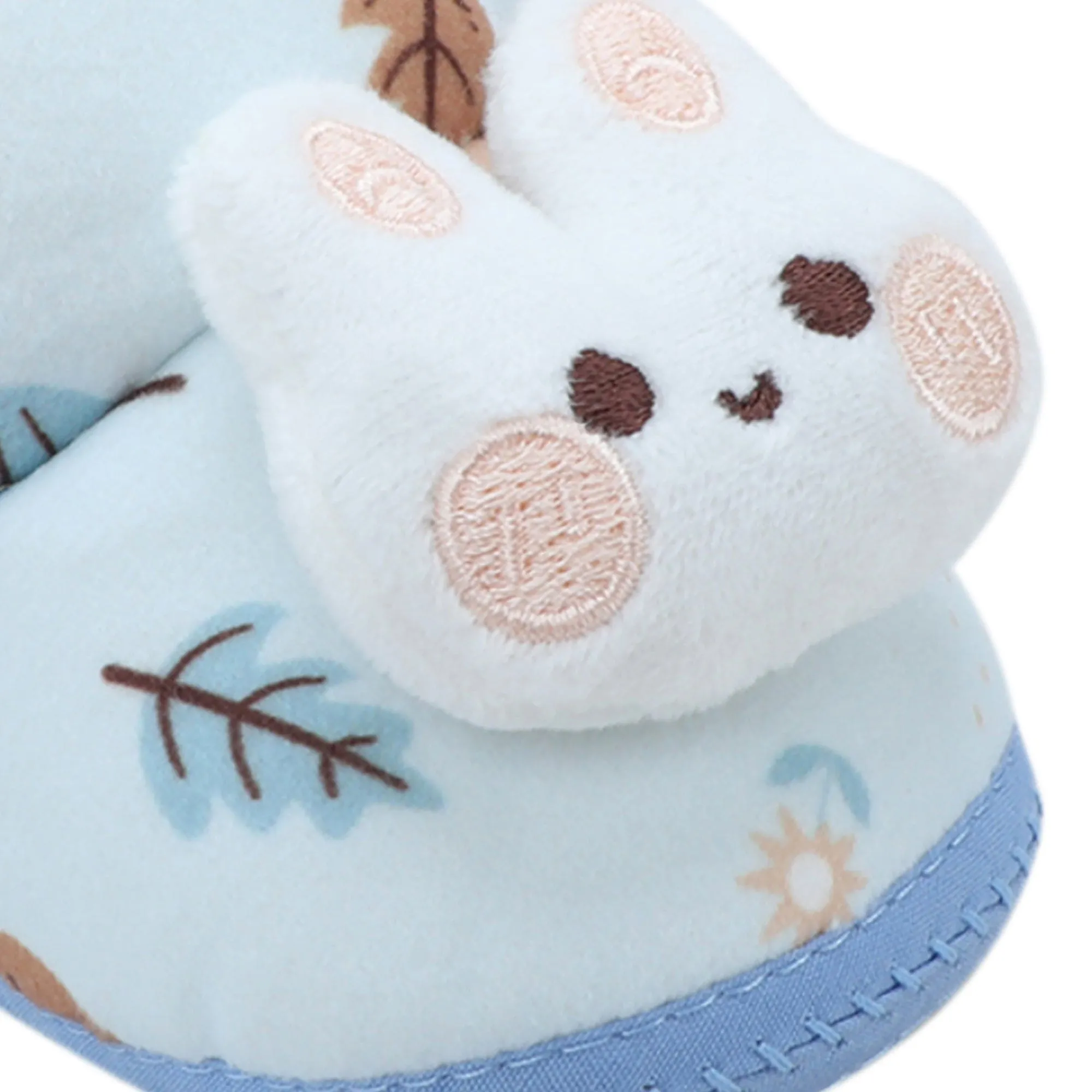 Baby Moo 3D Hunny Bunny Soft Slip-On Anti-Skid Plush Warm Booties - Blue